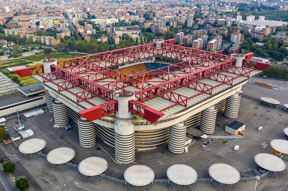 Aerial view of San Siro Stadium