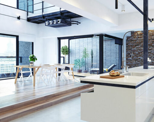 Luxury modern loft apartment interior. 3d rendering concept
