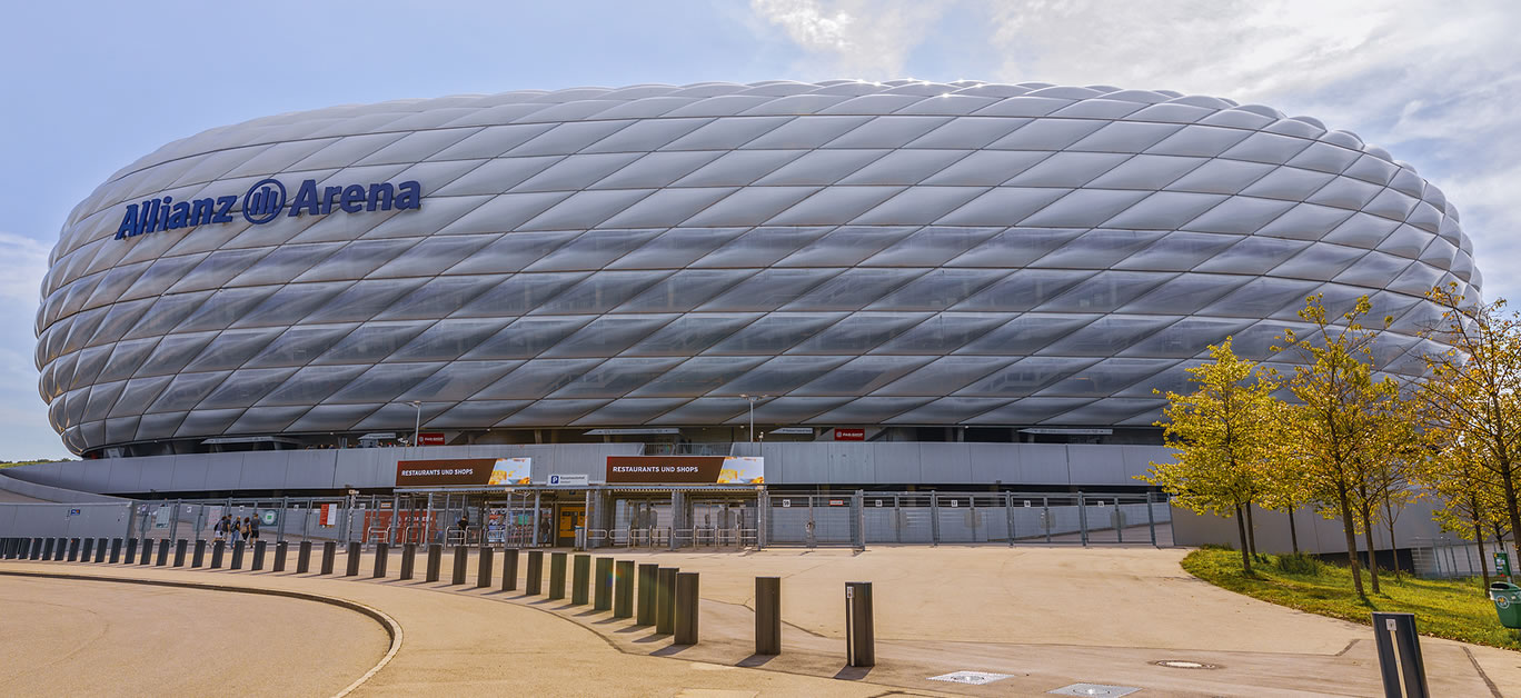 Entrance to Allianz Arena stadium square Munich, Germany