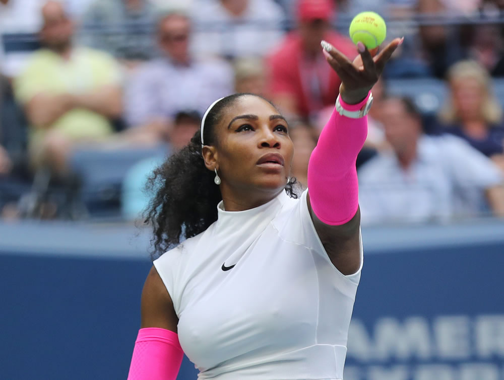 Grand Slam champion Serena Williams of United States in action during her round four match at US Open 2016 at Billie Jean King National Tennis Center in New York