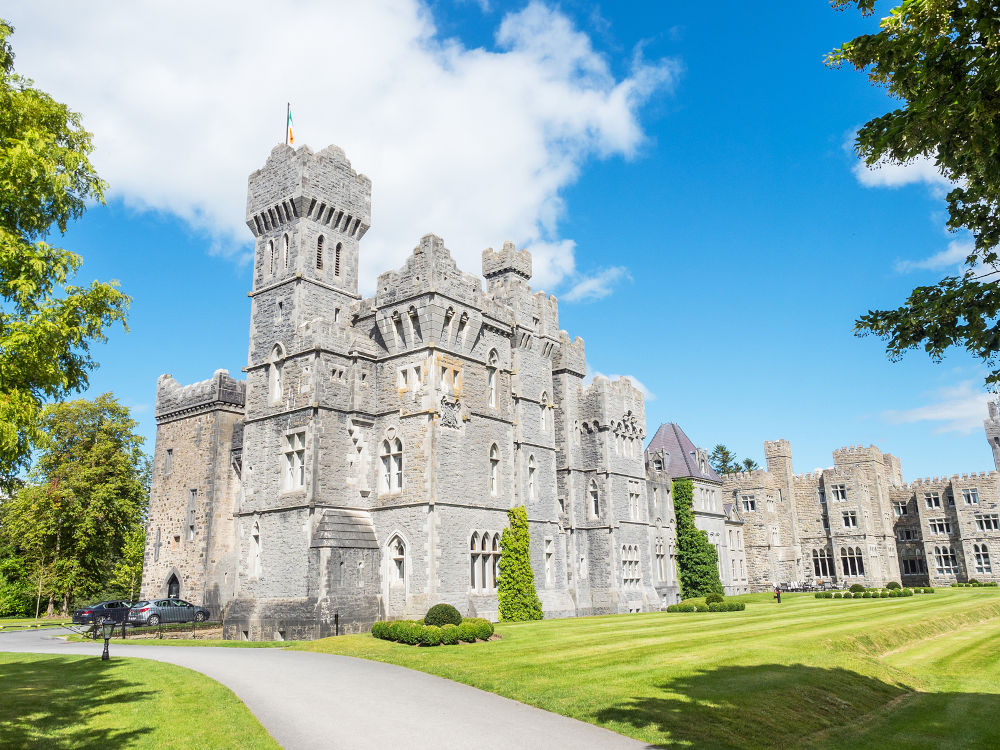 Ashford Castle is a medieval and Victorian castle that has been turned into a luxury hotel near Cong on the Mayo-Galway border in Ireland.