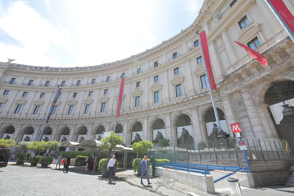 Unidentified people visit Palazzo Naiadi luxury hotel Rome Italy