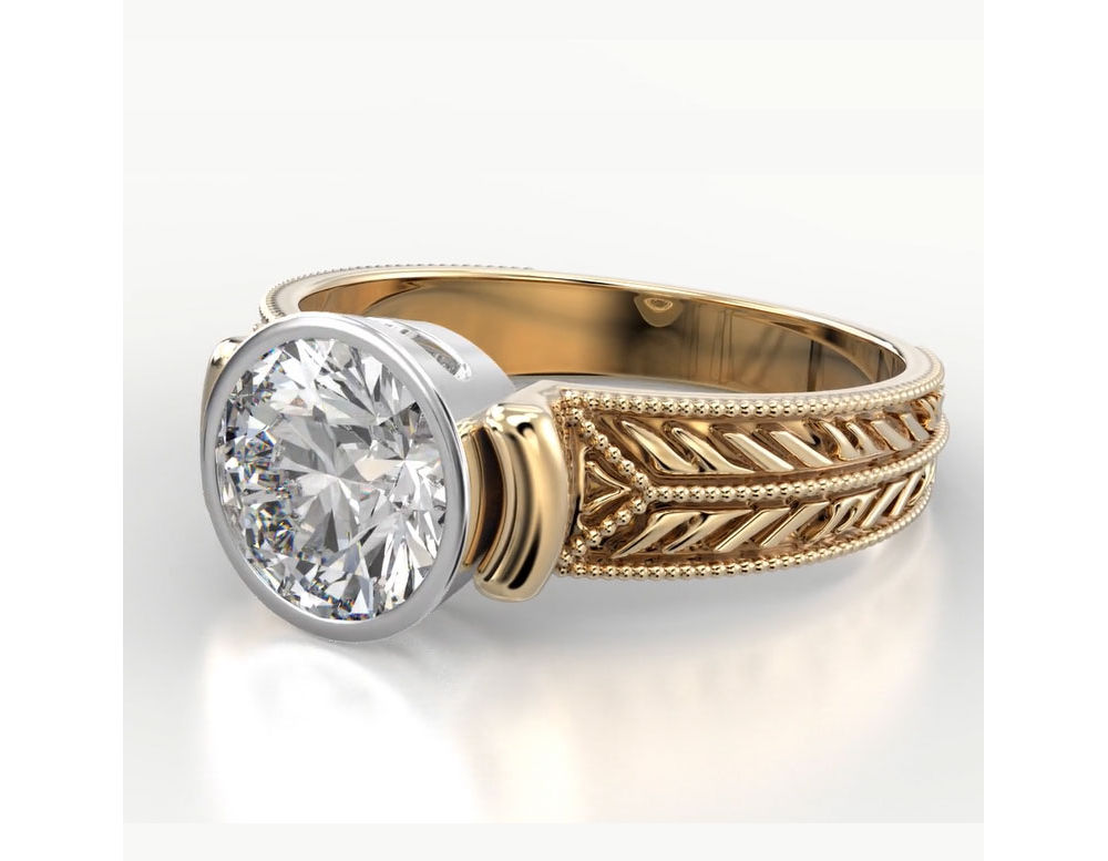 Low profile bezel engagement ring by Diamonds-USA.com