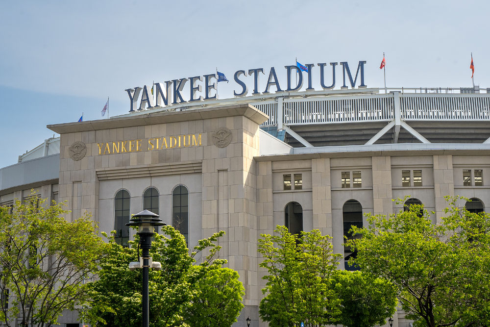 Closeup view of the iconic Yankee Stadium, a baseball stadium located in the Bronx, New York City