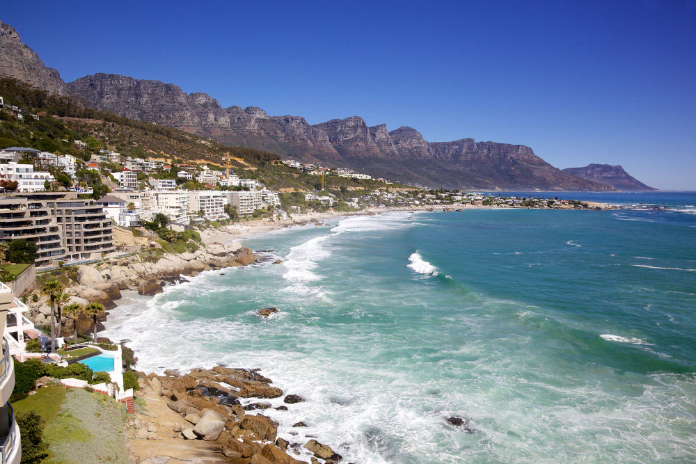 Luxury apartments overlook Clifton's four glamorous beaches in Cape Town, South Africa.