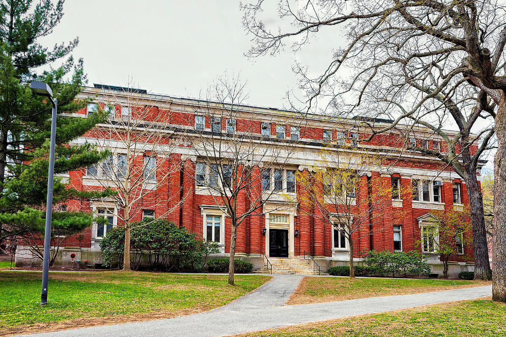 Emerson Hall at Harvard Yard of Harvard University Cambridge MA USA