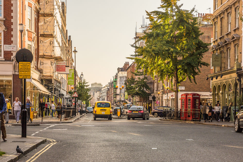 A view of Marylebone High street in London.