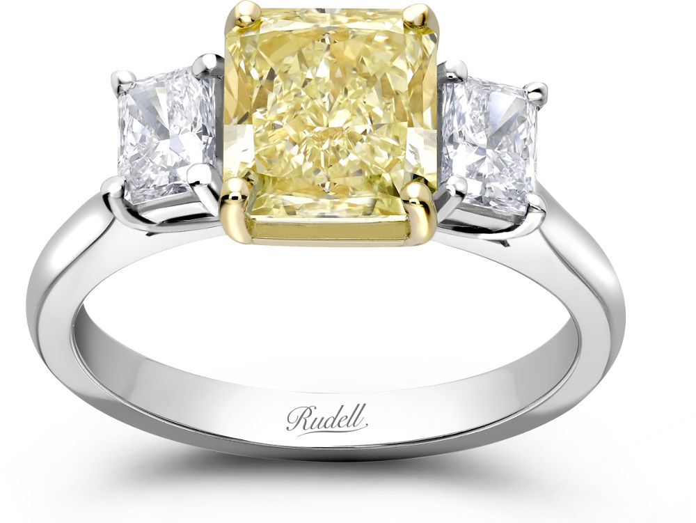 Princess cut yellow diamond ring