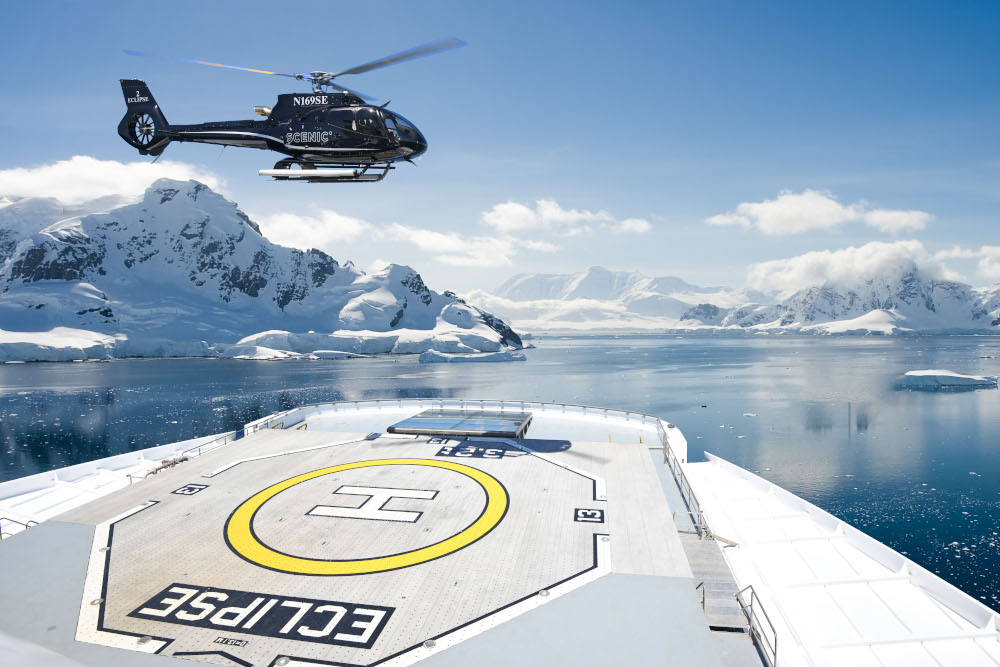 helicopter and yacht landing pad. Scenic Eclipse Helicopter, Antarctica