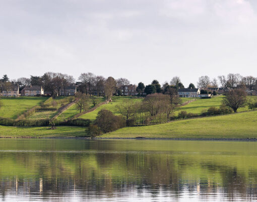 An image showing the Village of Upper Hambleton shot across Rutland Water, Rutland, England, UK