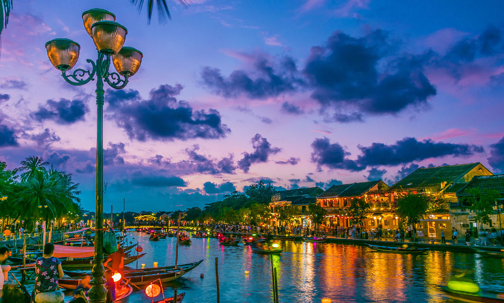  Architecture of Hoi An in Quang Nam Province, Vietnam after sunset