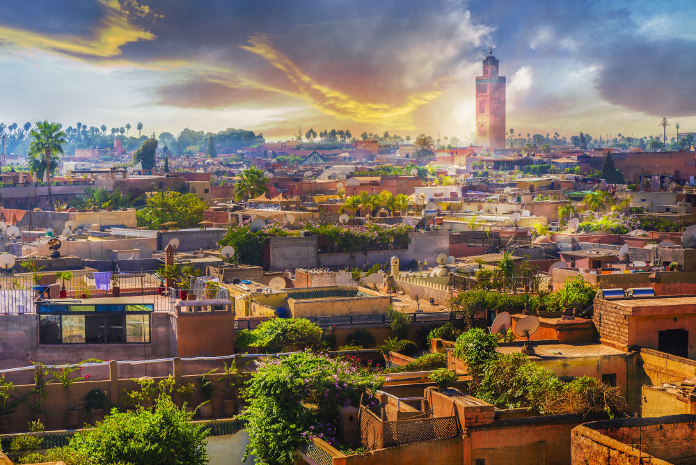 Panoramic views of marrakech old medina Morocoo