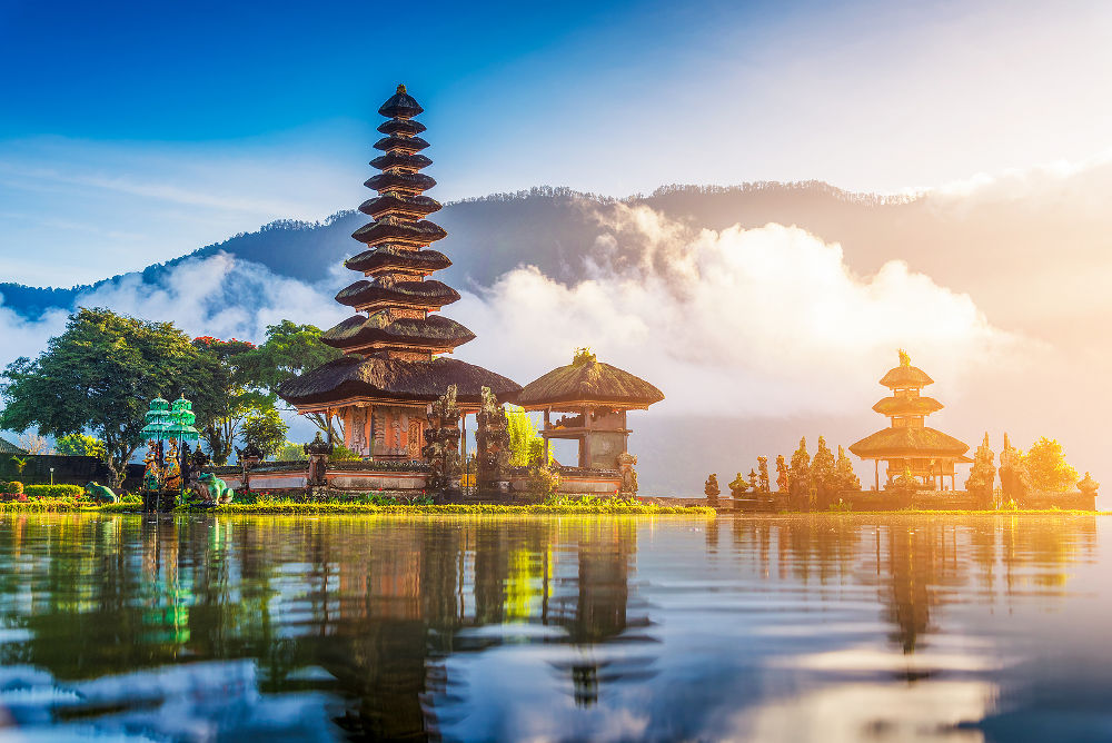Beautiful landmark, pura ulun danu bratan temple in Bali