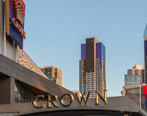Crown Casino signs closeup.