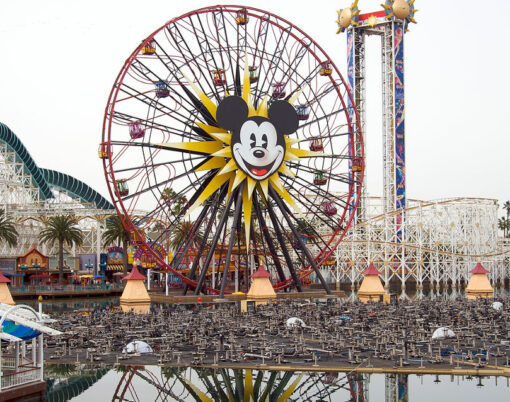Ongoing construction at Disney's California Adventure Park to create a water show, on March 21, 2010 in Anaheim, California