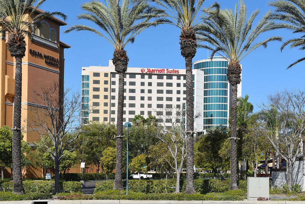 Marriott Suites and Delta Hotels on Harbor Boulevard in the Anaheim Resort area.