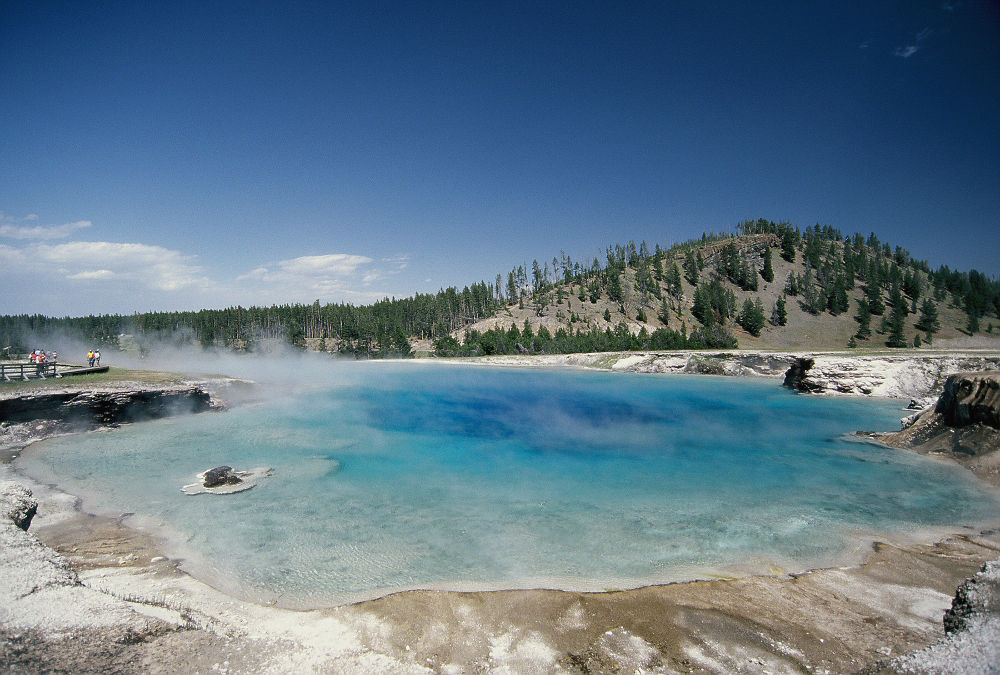 this is a geothermal pool near grand prismatic spring, in yellowstone national park