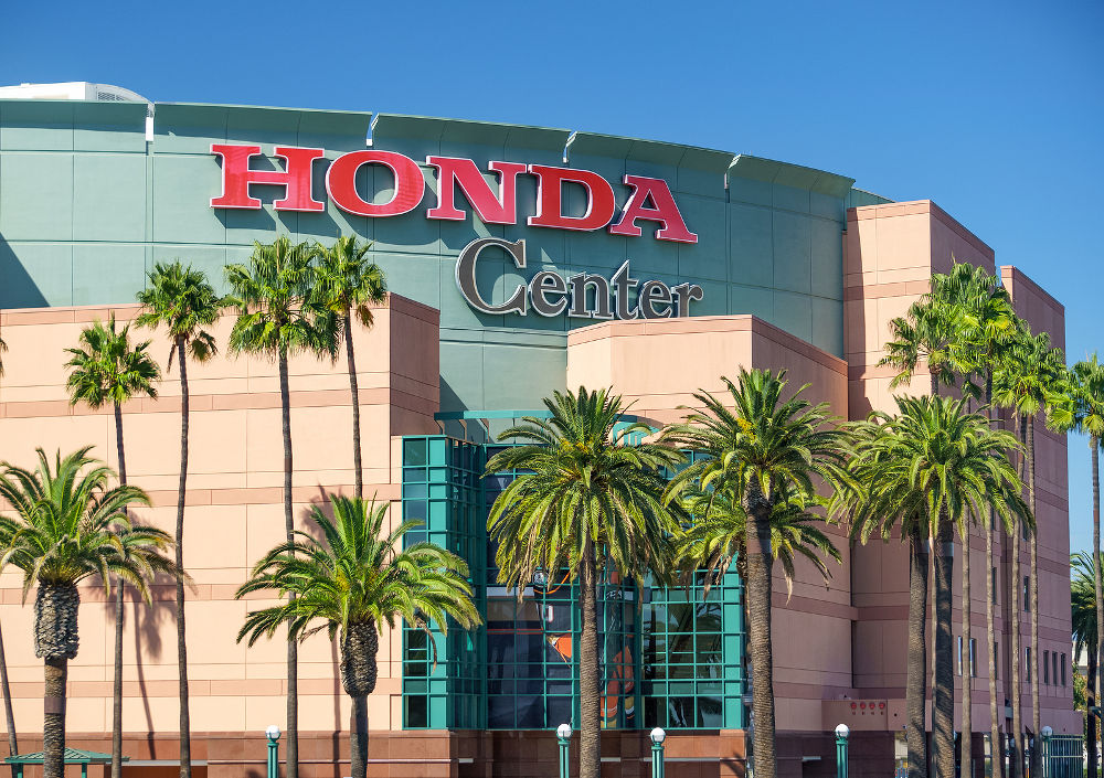 The Honda Center is an indoor arena and home of the Anaheim Mighty Ducks
