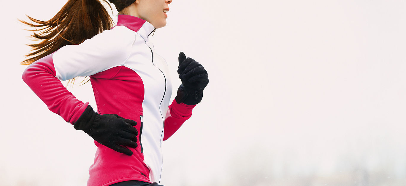 Winter running athlete woman