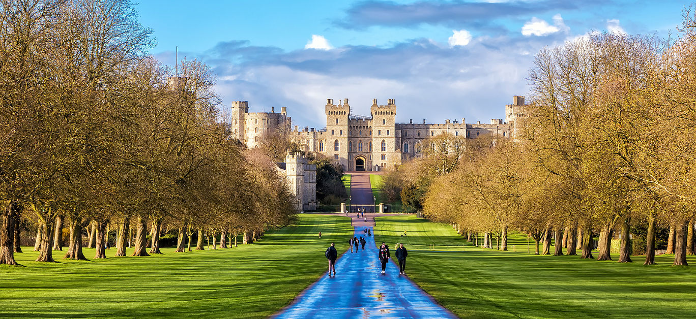 Outside landscape of Medieval Windsor Castle. Windsor Castle is a royal residence at Windsor in the English county of Berkshire.