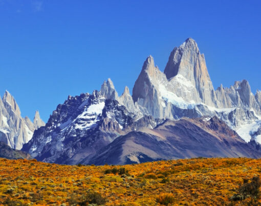 The magnificent mountain range - Mount Fitzroy in Patagonia, Arg
