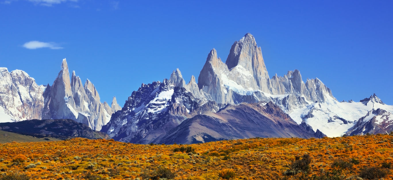 The magnificent mountain range - Mount Fitzroy in Patagonia, Arg