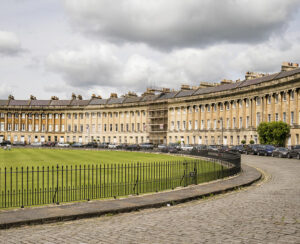 The Circus famous circular Royal Crescent building on July 18 2015 in Bath Somerset England.