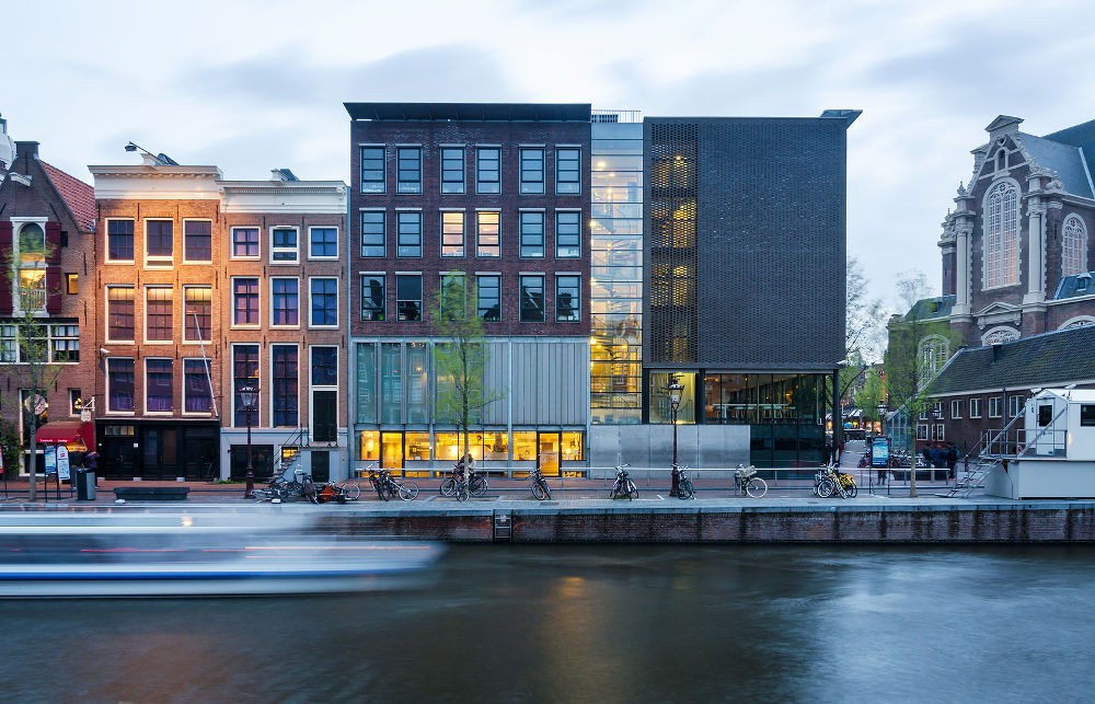 ourist visit Anne Frank house and holocaust museum in Amsterdam the Netherlands