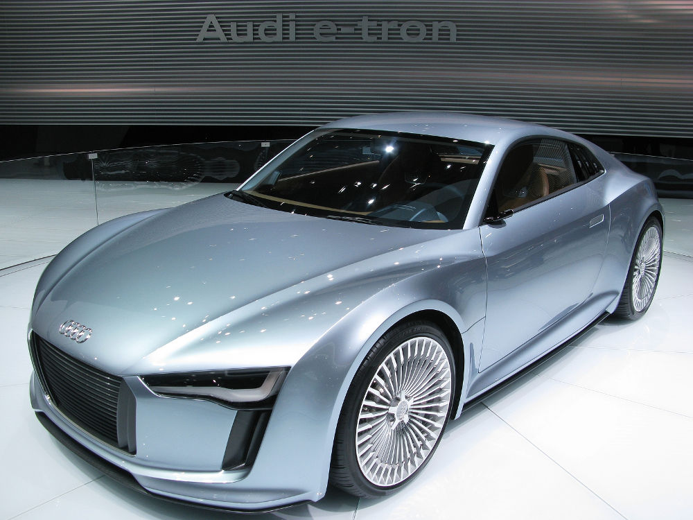 2010 Audi e-tron electric concept car on display at the North American International Auto Show, Detroit, Michigan, January 2010