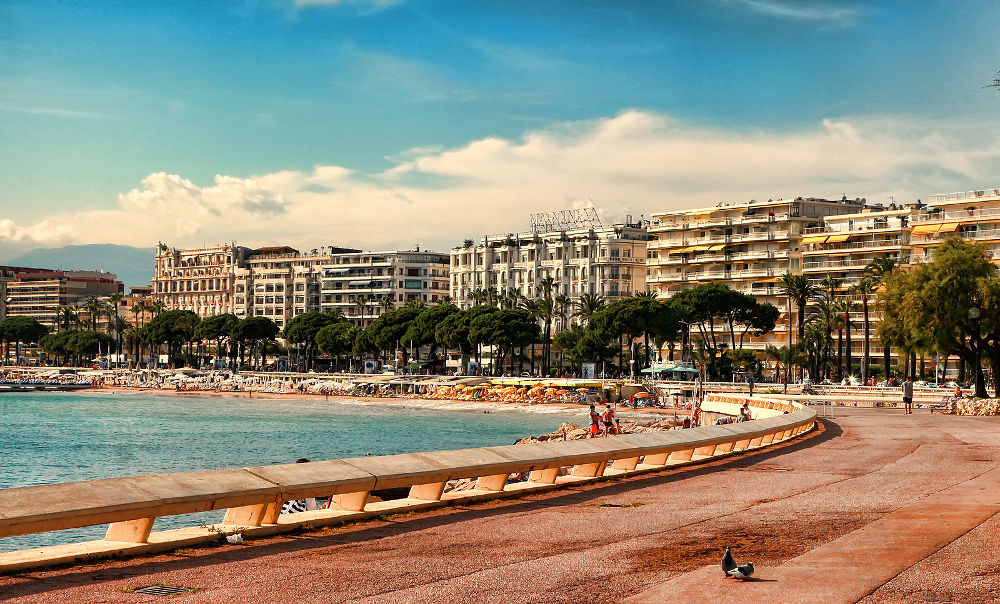 The beach in Cannes. Cannes located in the French Riviera