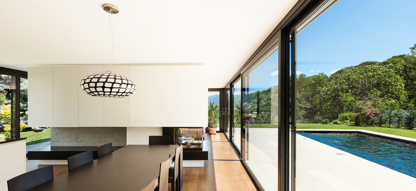 Modern villa, interior, beautiful dining room