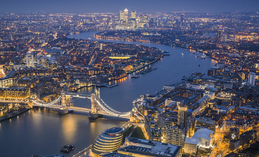 London England - Aerial Skyline view of London