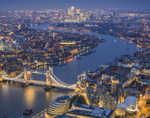 London England - Aerial Skyline view of London