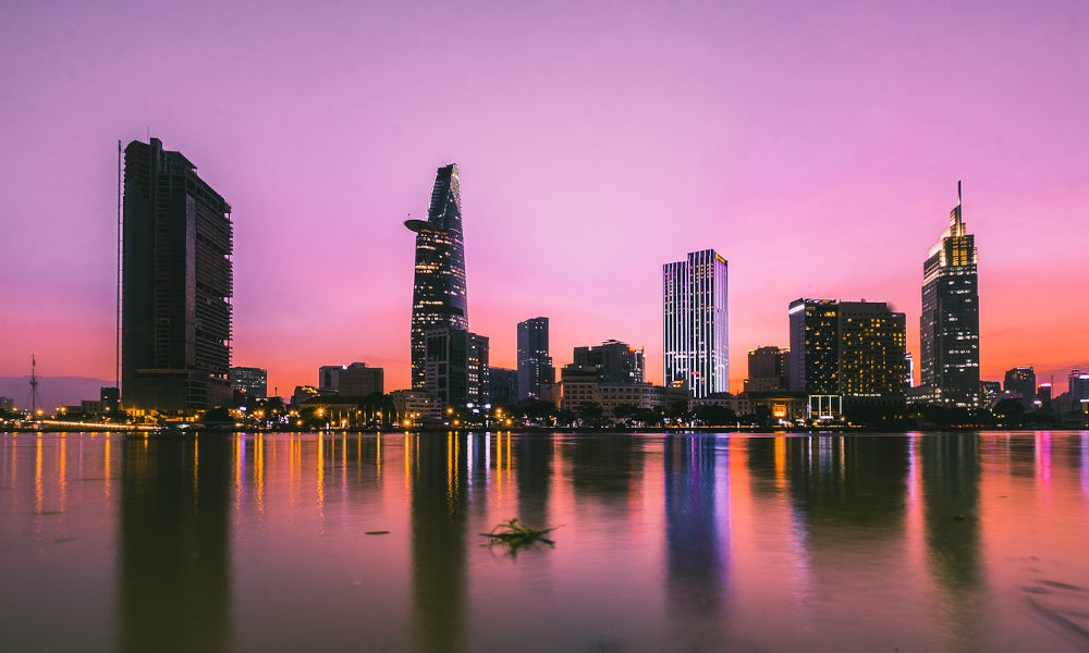 Beautiful landscape sunset of Ho Chi Minh city