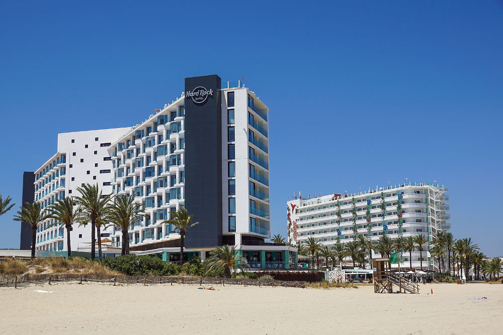 Famous Hard Rock Ibiza hotel, best place for luxury vacation on Ibiza Island