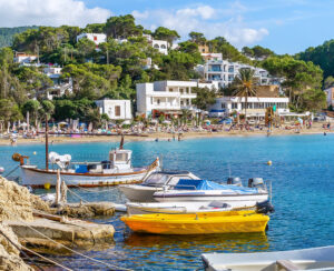 Landscape view Cala Vadella, Ibiza islands, Spain