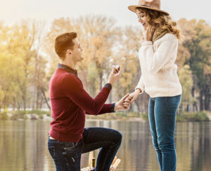 Engagement of young couple.