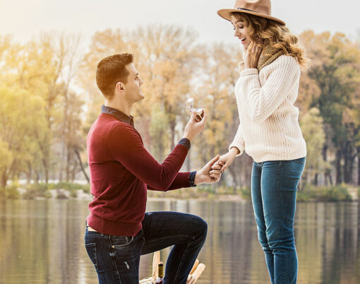 Engagement of young couple.