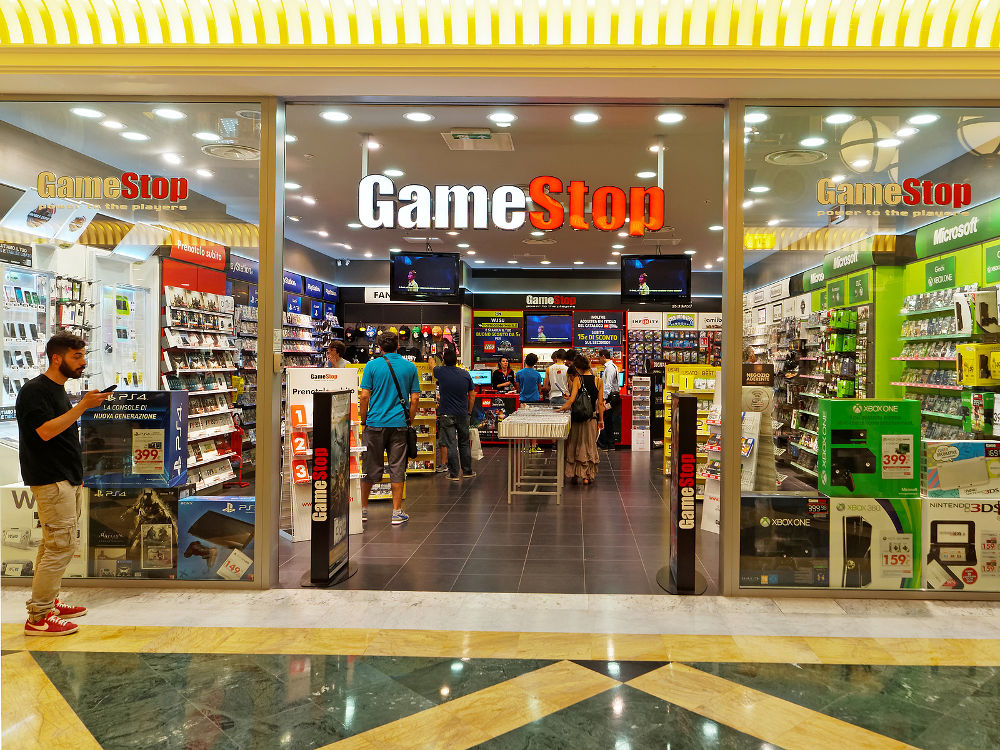 GameStop Store in Rome, Italy with people shopping