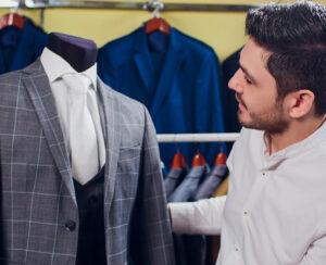 Men's suit, tailor in his workshop
