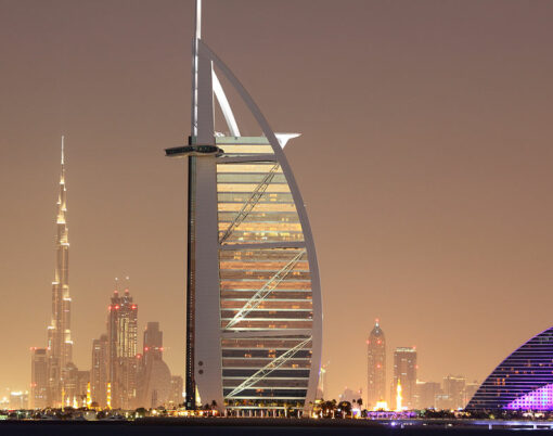 Dubai skyline at night United Arab Emirates