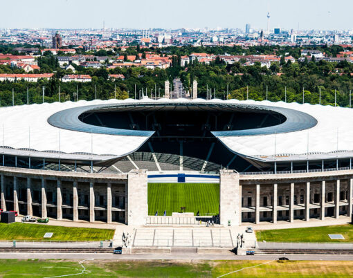 view of the stadium in Berlin on a sunny day