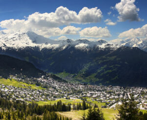 details of skiing resort Swiss Alps Verbier Switzerland